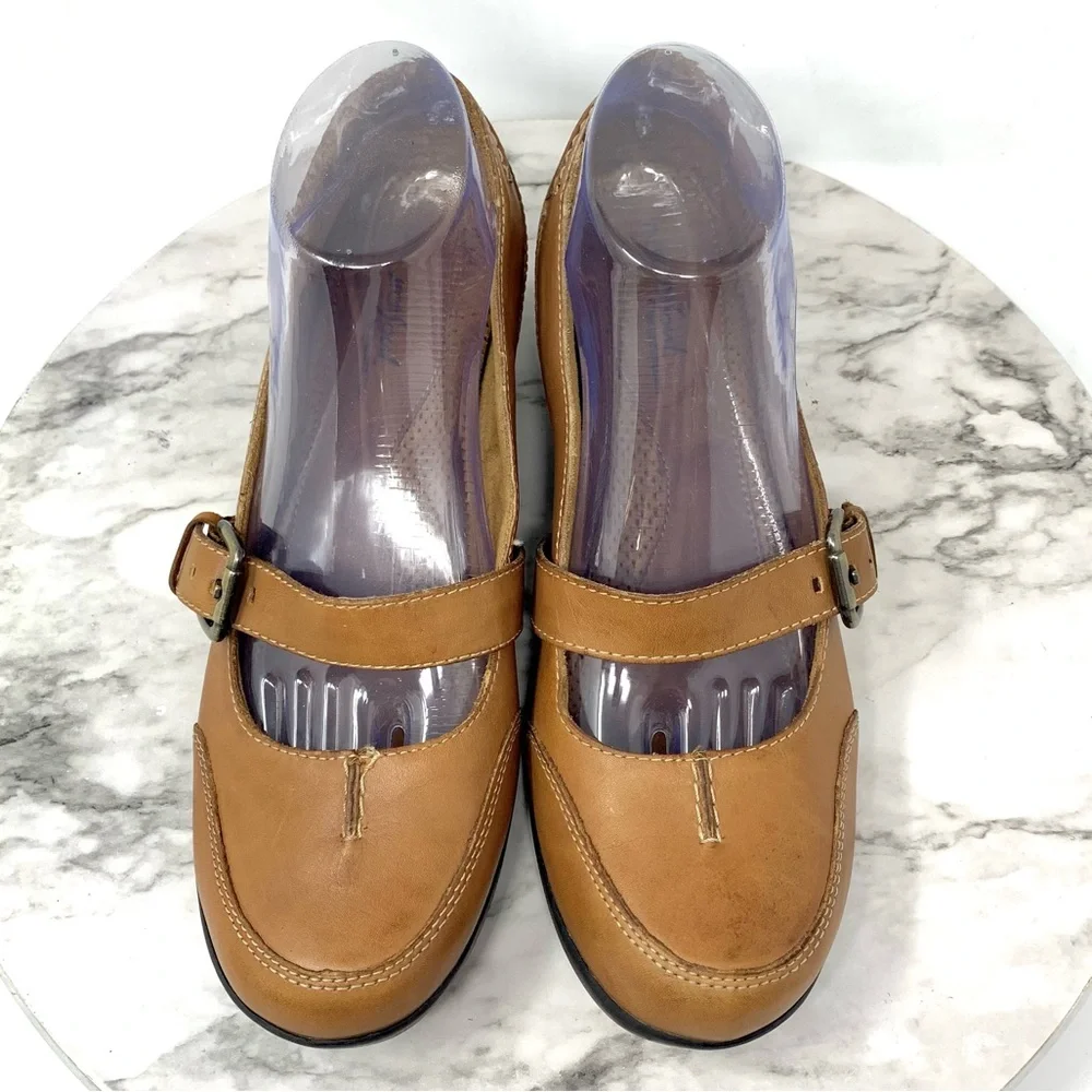 Natural Soul by Naturalizer Bakten Mary Jane Brown Leather Wedges 9 Classic